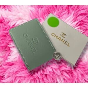 New With Box Gray Green Elegant Embossed Chanel Card Holder/Mirror